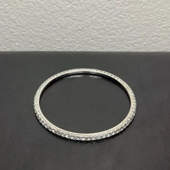 Diamond Bracelet Bangle Women’s Jewelry Silver Grey White Stone Costume… - Picture 7 of 8